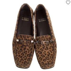 Stuart weitzman leapord print suede loafers